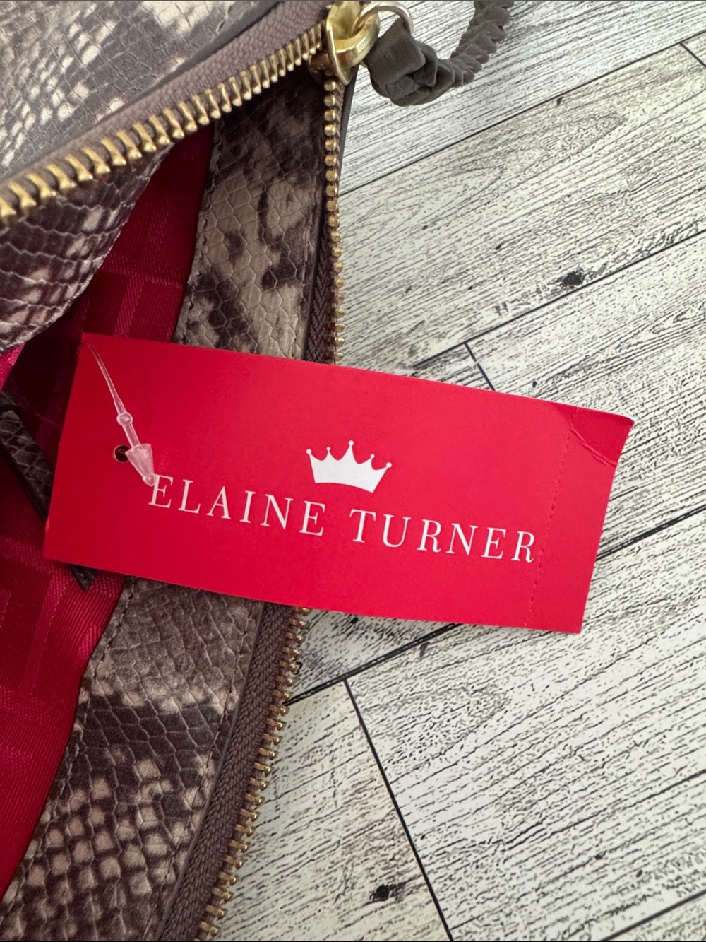 Elaine Turner Jax Leather Snake Print Bag NWT - Picture 10 of 11